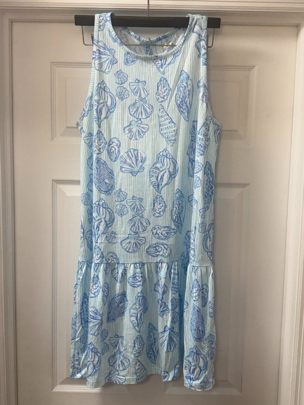 Lilly Pulitzer Dixi Dress L NWT Fresh Water Blue Cool As Shell Sleeveless Swing